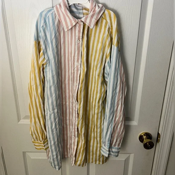Striped Pastel Button Down Shirt - Picture 1 of 3